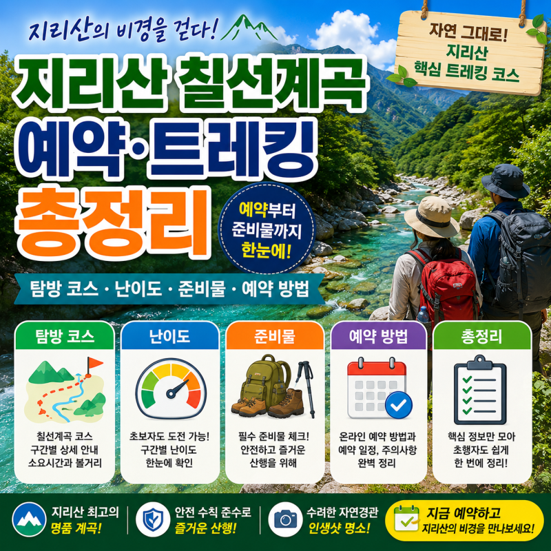 지리산 칠선계곡 예약 방법 총정리 비선담부터 천왕봉 탐방까지 꼭 알아야 할 정보