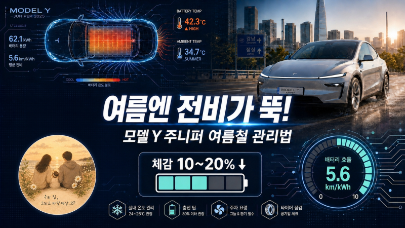 여름이 되니 전비가 뚝뚝 — 테슬라 모델Y 전비 정보 & 전기차 여름철 관리법 총정리