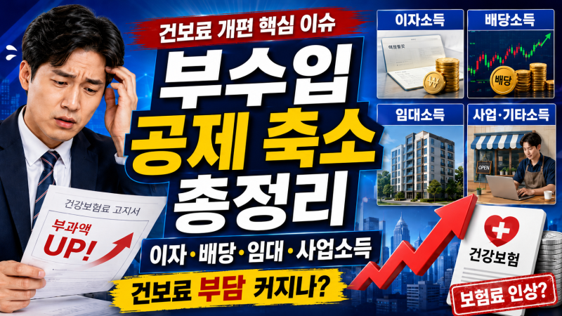 이자·배당·임대·사업소득 부수입 공제액 축소 검토｜직장인 건강보험료 무엇이 달라지나