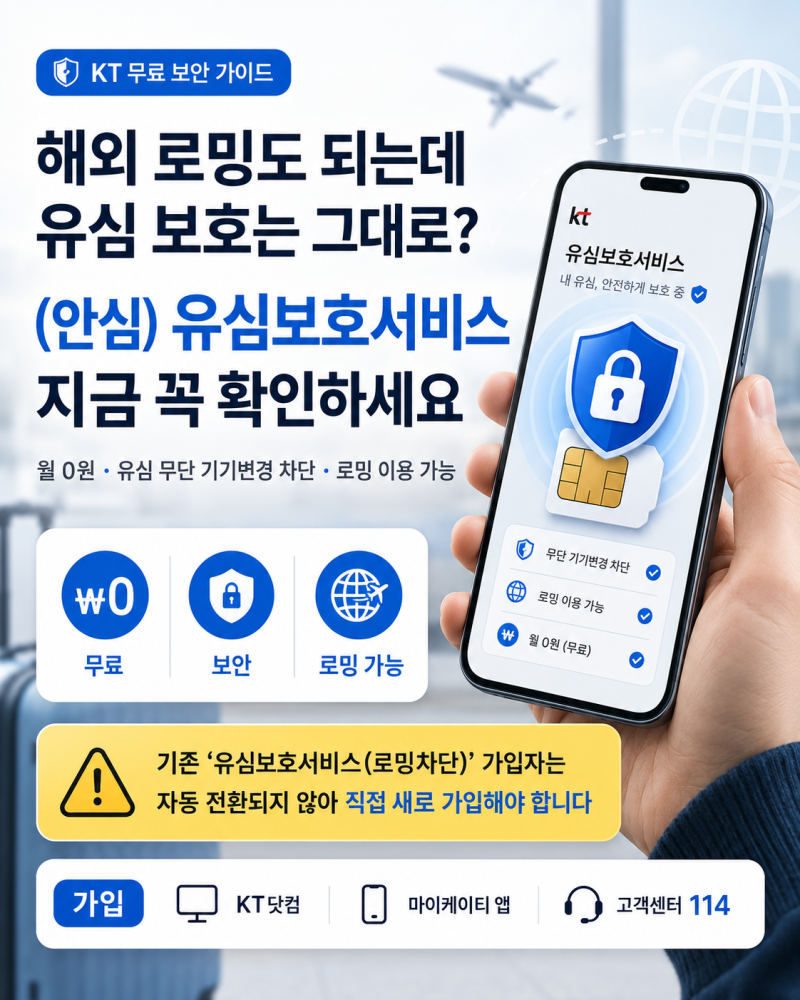 내 스마트폰 보안 지킴이! KT 무료 부가서비스 '(안심) 유심보호서비스' 완벽 정리 및 가입 방....
