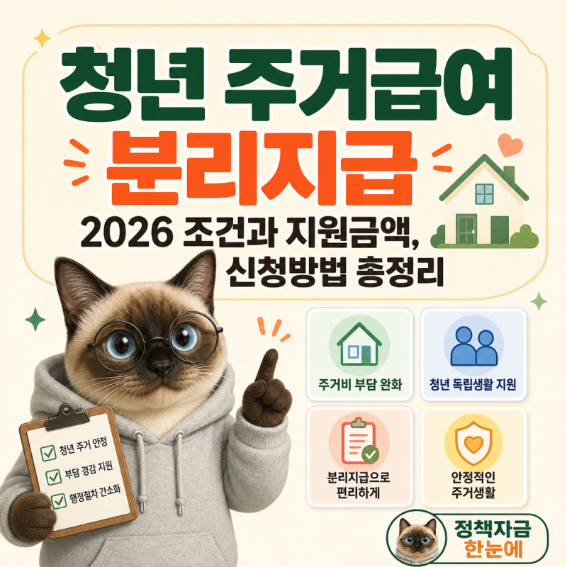 청년 주거급여 분리지급 2026 조건과 지원금액, 신청방법 총정리