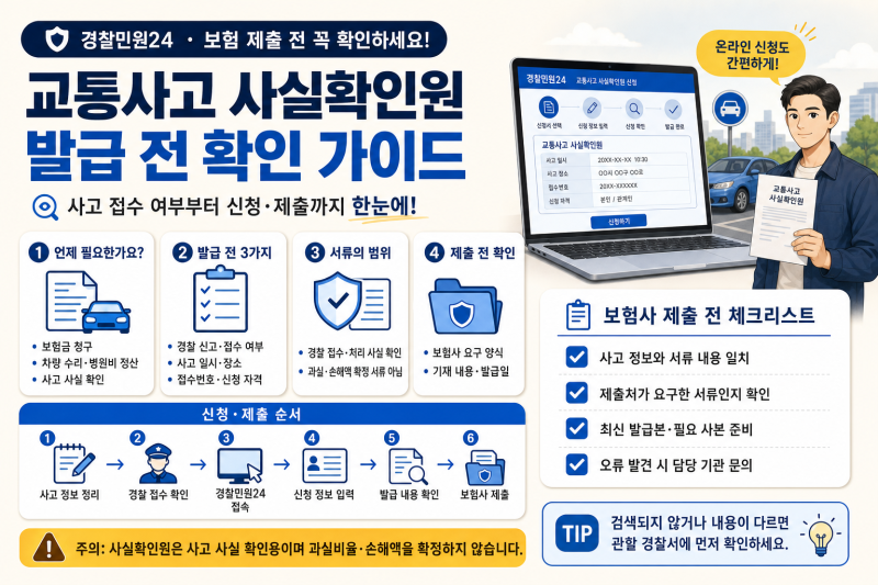 교통사고 사실확인원 발급 전 확인할 것｜경찰민원24·보험 제출용 서류 정리