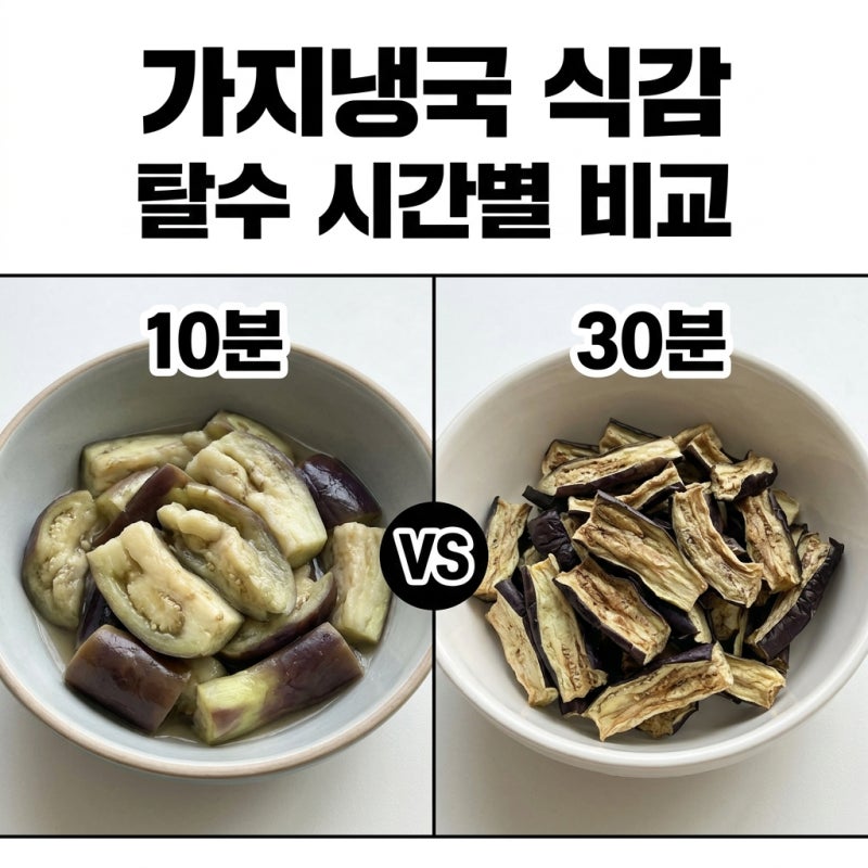 가지 냉국 수분 탈수 시간별 식감 변화 및 황금 레시피