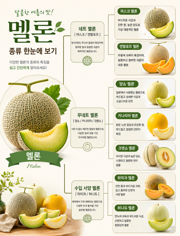 [식재 탐구] 여름 과일 '멜론' 특징과 실패 없는 완벽 후숙법! 머스크멜론, 허니듀멜론, 캔탈....