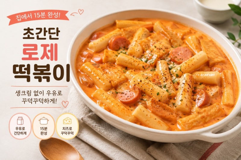 생크림 없이 만드는 초간단 로제떡볶이 레시피｜우유로 꾸덕꾸덕하게!