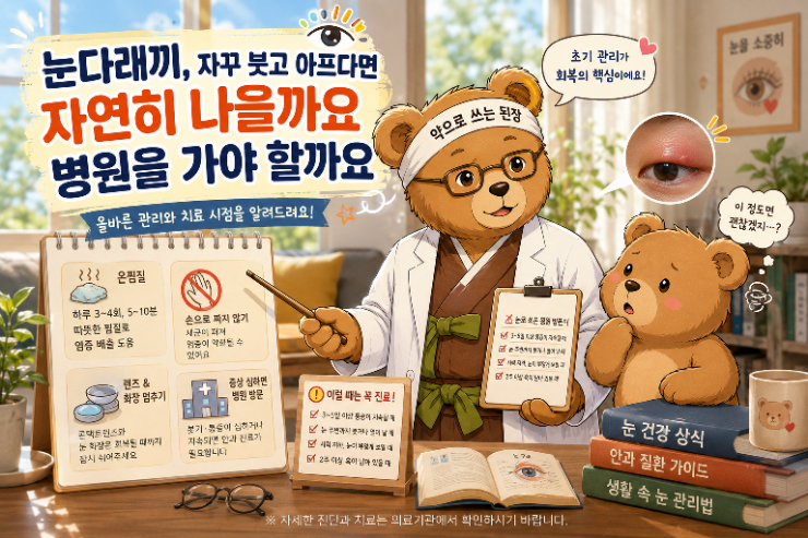 눈다래끼, 자꾸 붓고 아프다면 자연히 나을까요 병원을 가야 할까요