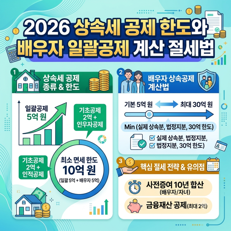 2026 상속세 공제 한도와 배우자 일괄공제 계산 절세법