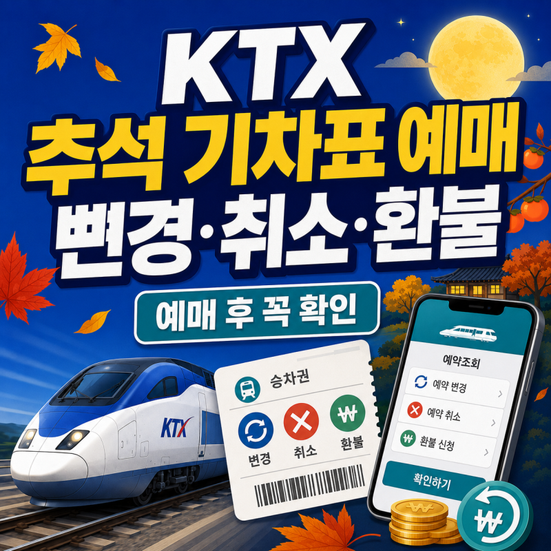 KTX 추석 기차표 예매 후 변경·취소·환불 방법 총정리