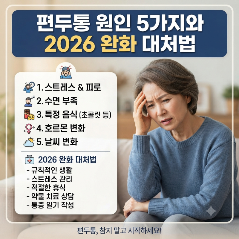 머리가 지끈? 편두통 원인 5가지와 2026 완화 대처법