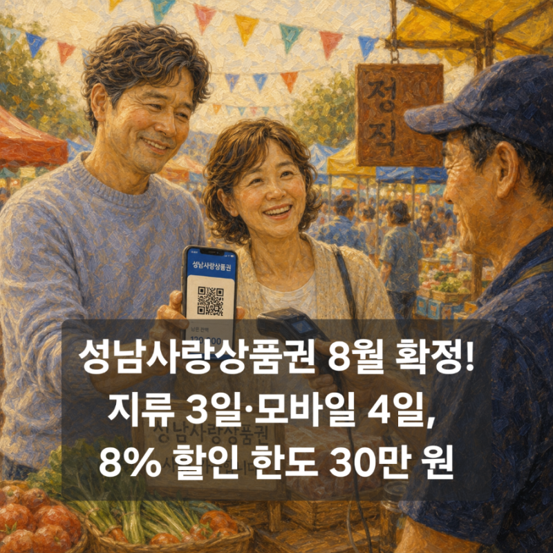 성남사랑상품권 8월 할인율 8% 총정리, 오픈런 날짜와 구매 한도 30만 원 (제가 4월에 5만 원 놓....