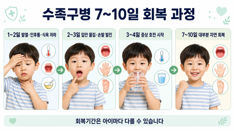 영유아 수족구병 진행 순서와 회복 과정, 열과 물집은 며칠 갈까요?