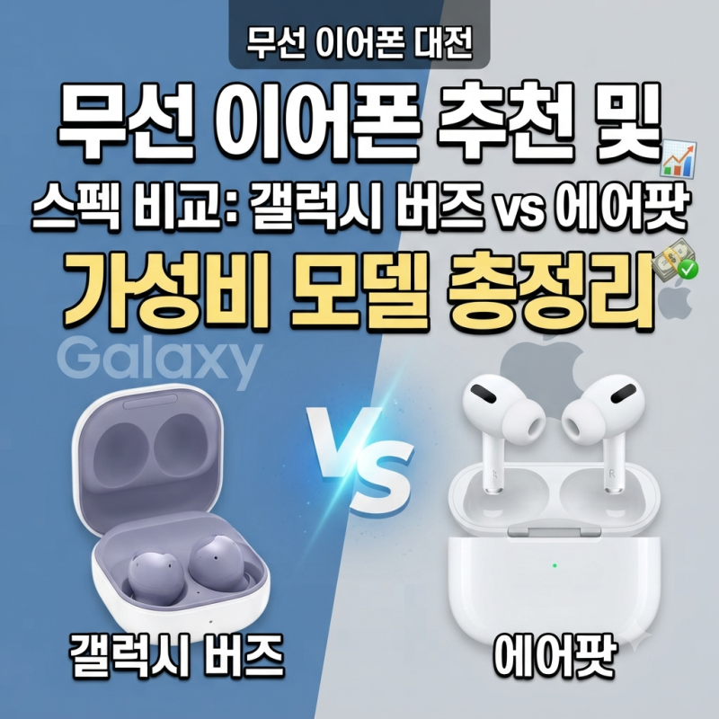 무선 이어폰 추천 및 스펙 비교: 갤럭시 버즈 vs 에어팟 가성비 모델 총정리