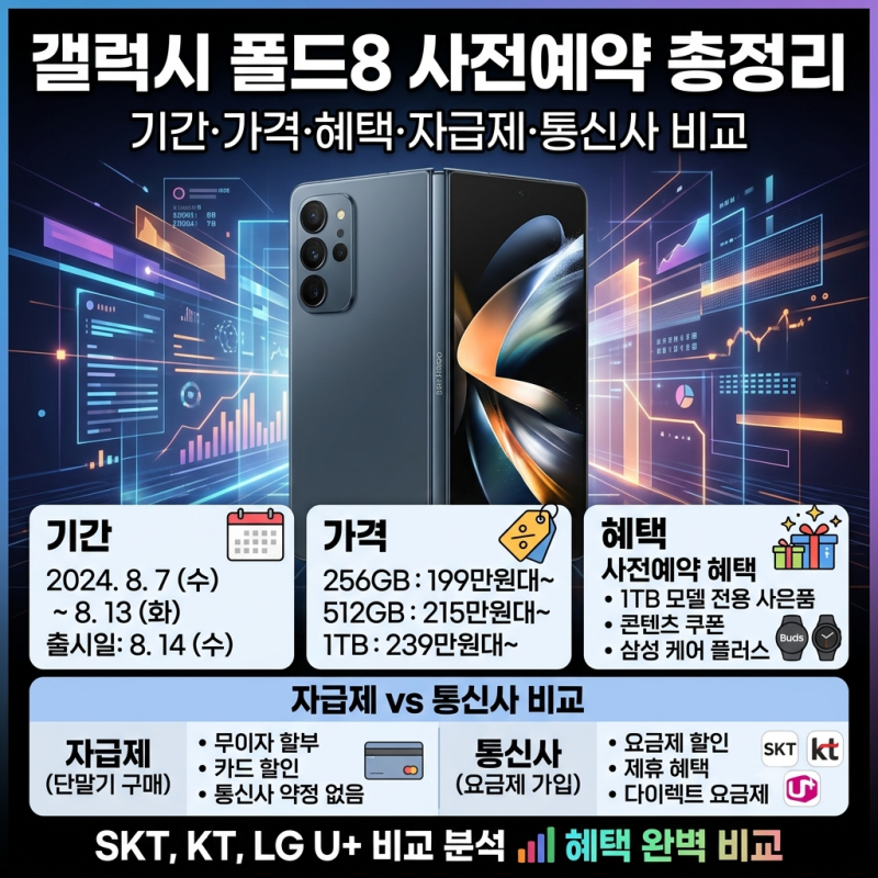 갤럭시 폴드8 사전예약 총정리 기간·가격·혜택·자급제·통신사 비교