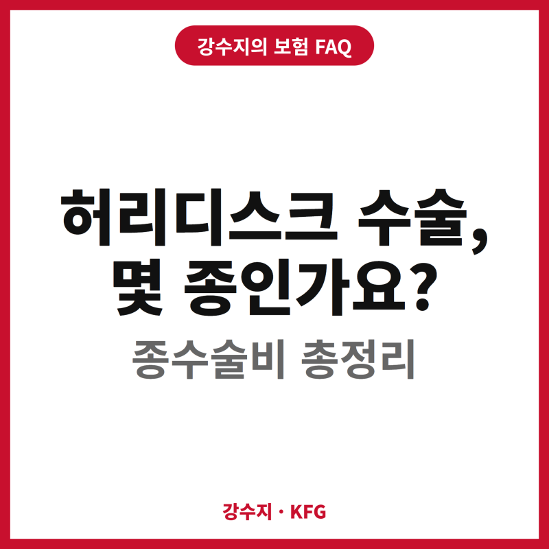 허리디스크 수술, 몇 종인가요? — 종수술비 총정리