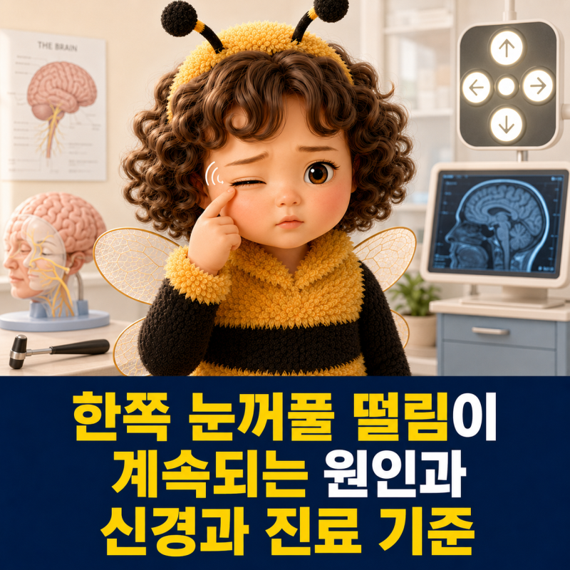 한쪽 눈꺼풀 떨림이 계속되는 원인과 신경과 진료 기준