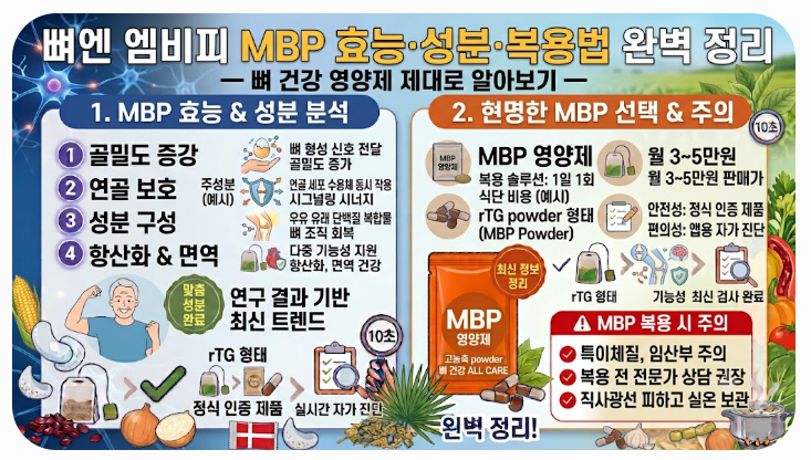 뼈엔 엠비피 MBP 효능·성분·복용법 완벽 정리 — 뼈 건강 영양제 제대로 알아보기