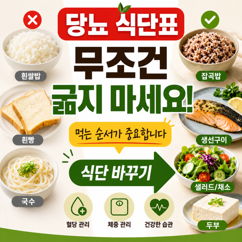 당뇨 식단표 짜기｜혈당 관리 식단, 먹는 순서부터 하루 식단표까지