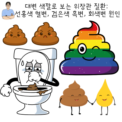 대변 색깔로 보는 위장관 질환: 선홍색 혈변, 검은색 흑변, 회색변 원인