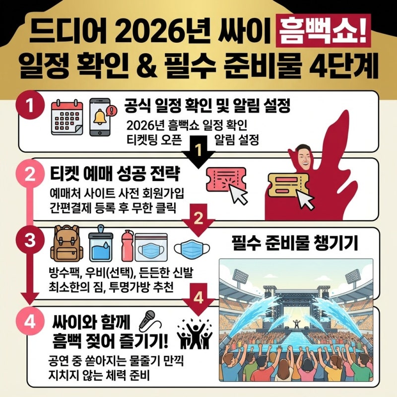 "여름 하면 역시" 싸이 흠뻑쇼 2026년 일정과 티켓팅 성공 기준