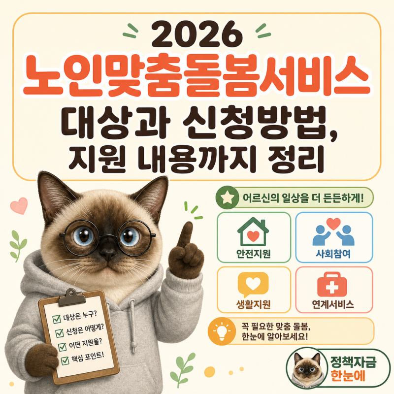 2026 노인맞춤돌봄서비스 대상과 신청방법, 지원 내용까지 정리