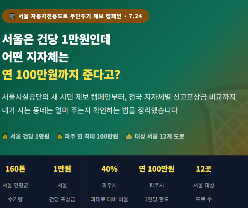 쓰레기 무단투기 신고포상금 완전정리 - 우리 동네는 얼마 주는지 아세요?