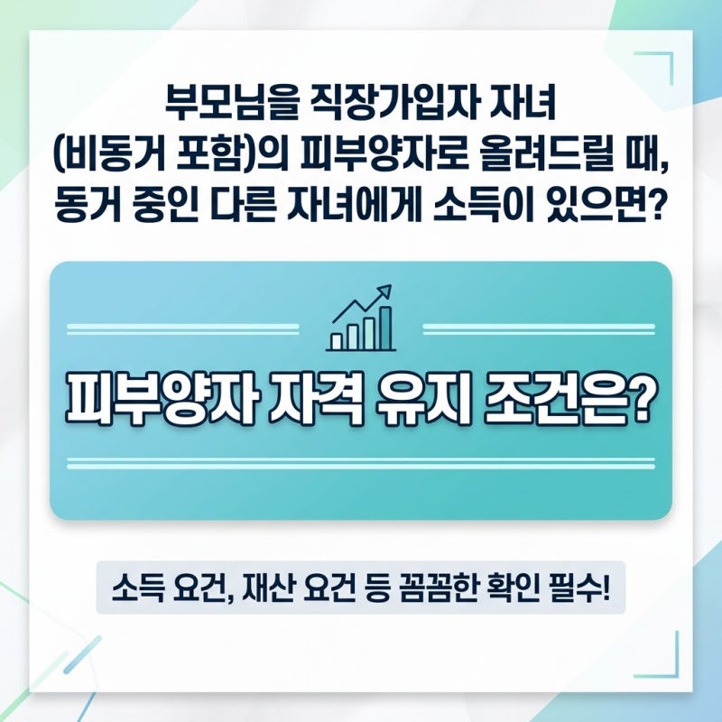 부모님을 직장가입자 자녀(비동거 포함)의 피부양자로 올려드릴 때, 동거 중인 다른 자녀에....