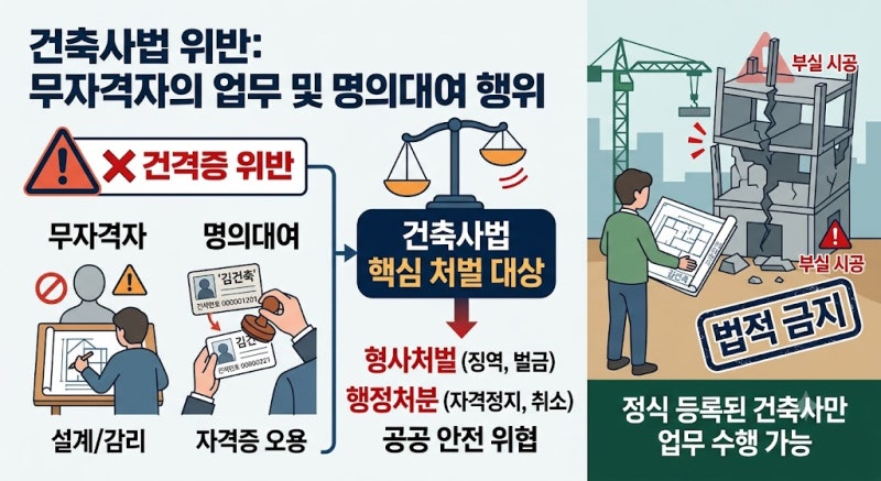 88. [건축사법 위반] 무자격 설계·명의대여가 초래하는 형사처벌과 판례 완벽 정리