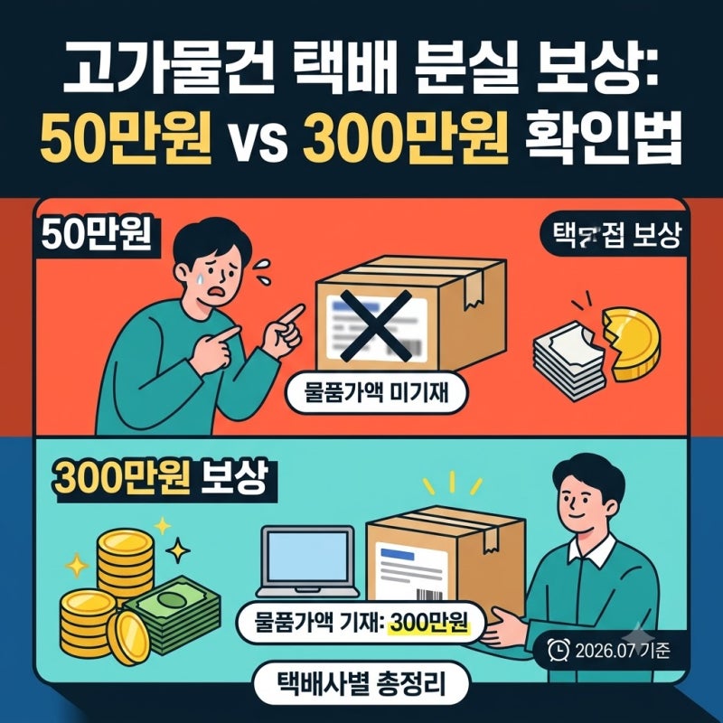 고가물건 택배 분실 보상 50만원 300만원 확인법