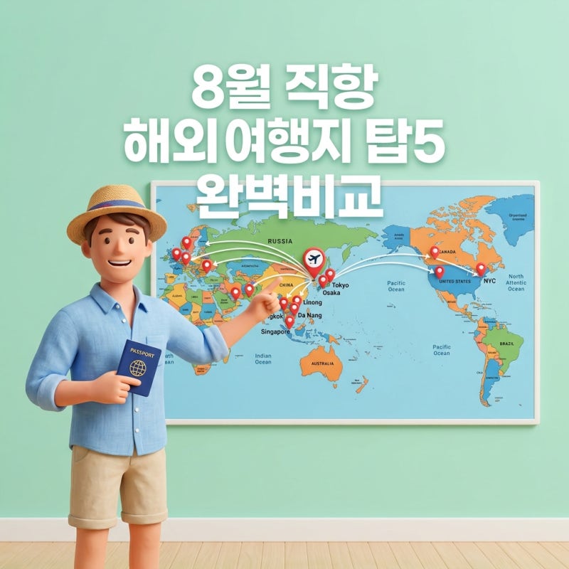 8월 해외여행지 추천 직항 탑5 완벽 비교