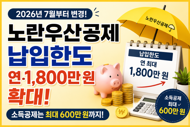 2026 노란우산공제 한도 연 1,800만 원 확대｜전액 소득공제될까?