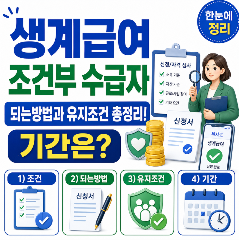 생계급여 조건부 수급자 되는방법과 유지조건 총정리! 기간은?