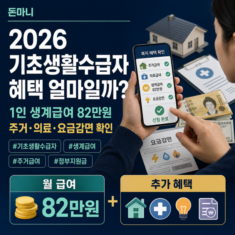2026 기초생활수급자 혜택 총정리, 1인 가구 월 82만원 외에 무엇을 받을까?