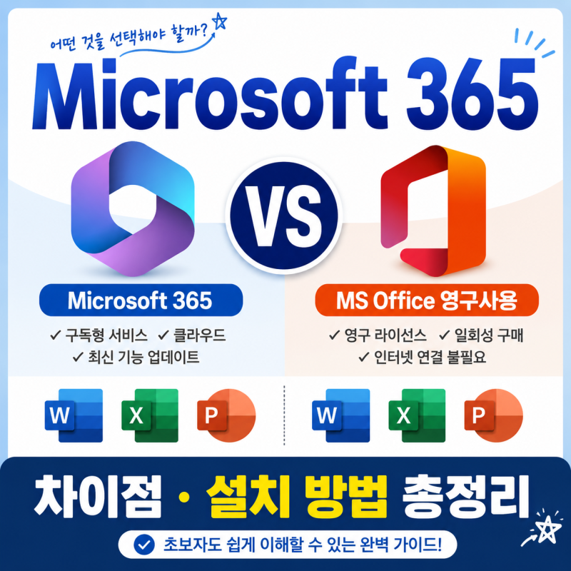 [프로그램]마이크로소프트365 vs MS오피스 영구사용 차이점, 설치 방법 총정리