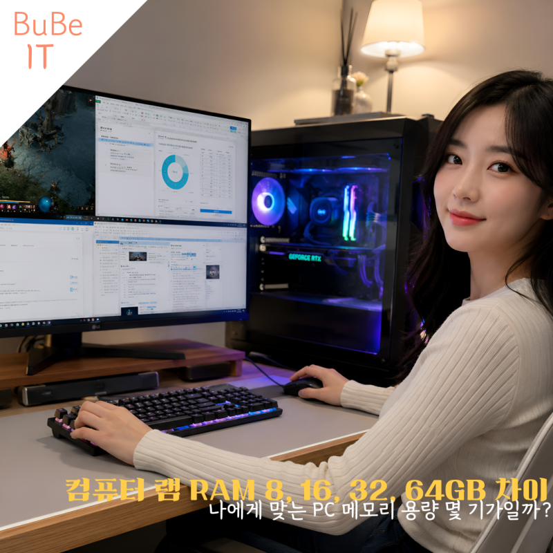 컴퓨터 램 RAM 8,16,32,64GB 차이 나에게 맞는 PC 메모리 용량 몇 기가일까?