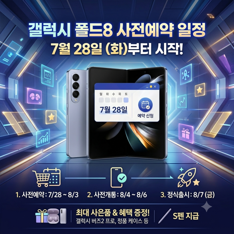 갤럭시 폴드8 사전예약 일정 7월 28일 예약부터 개통·출시일까지