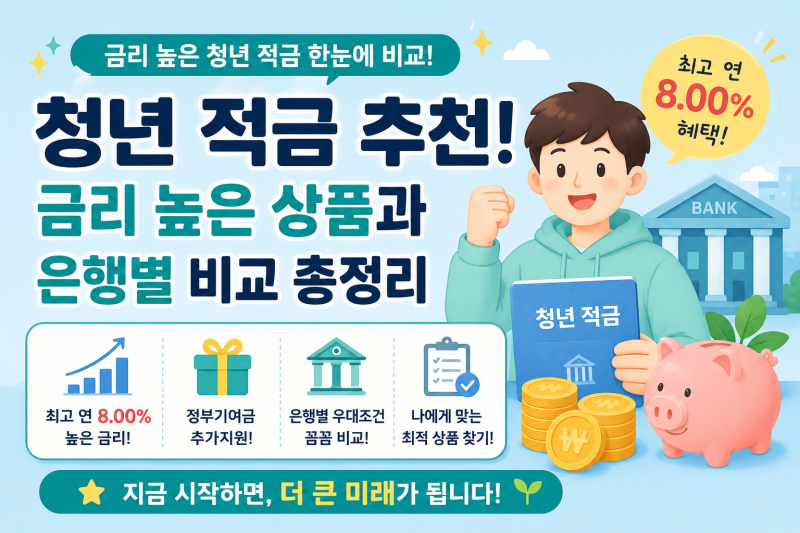 청년 적금 추천! 금리 높은 상품과 은행별 비교 총정리