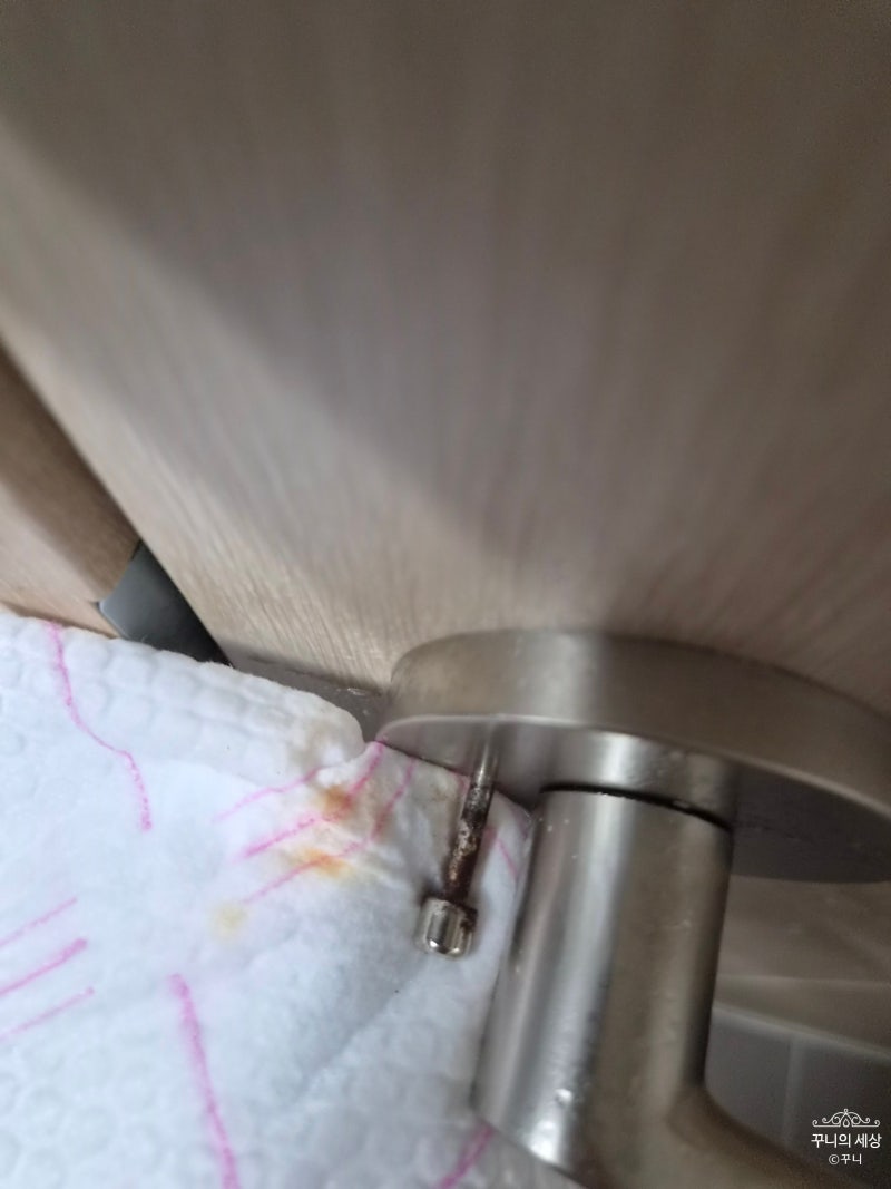 [다이소 녹제거제 2일차] 물티슈 다음엔 마른 행주? 잠금 버튼 빠짐 사고 발생!(3일차 스포)