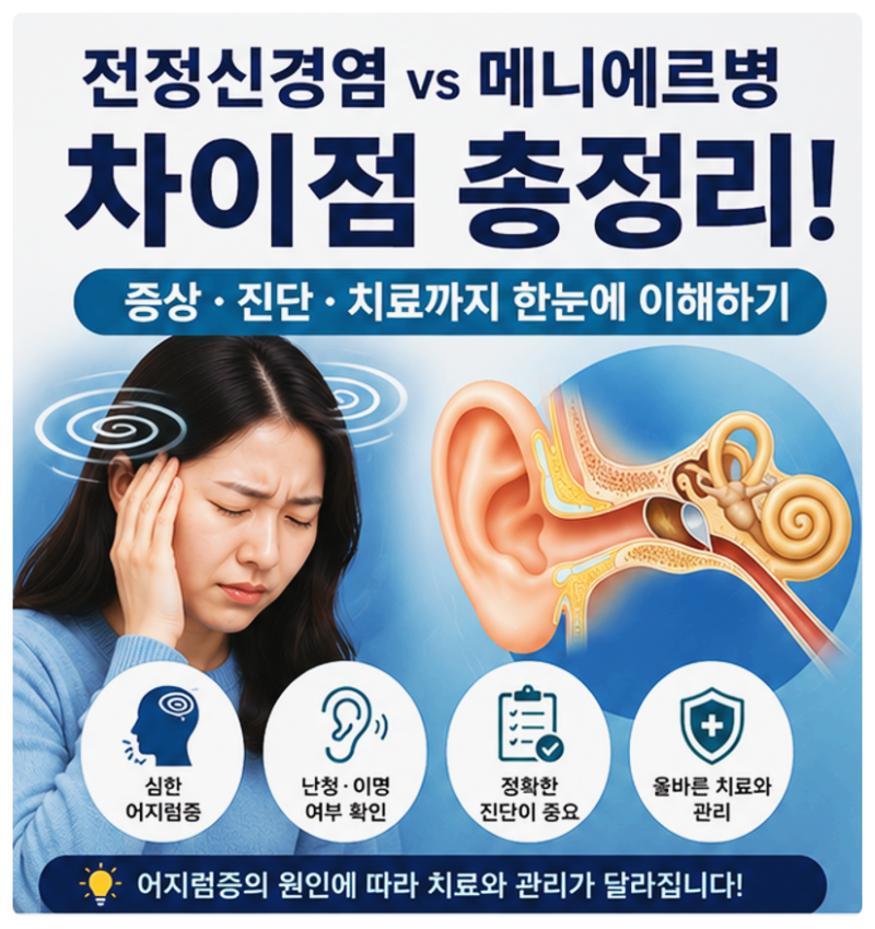 전정신경염과 메니에르병 차이점 총정리, 증상부터 진단까지 쉽게 이해하기