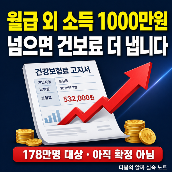 건보료 공제 1000만원 축소 추진, 내 부수입도 대상일까