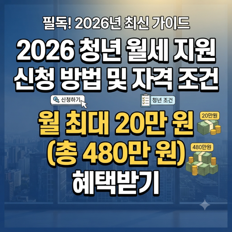 2026 청년 월세 지원 신청 방법 및 자격 조건 월 최대 20만 원 (총 480만 원) 혜택받기