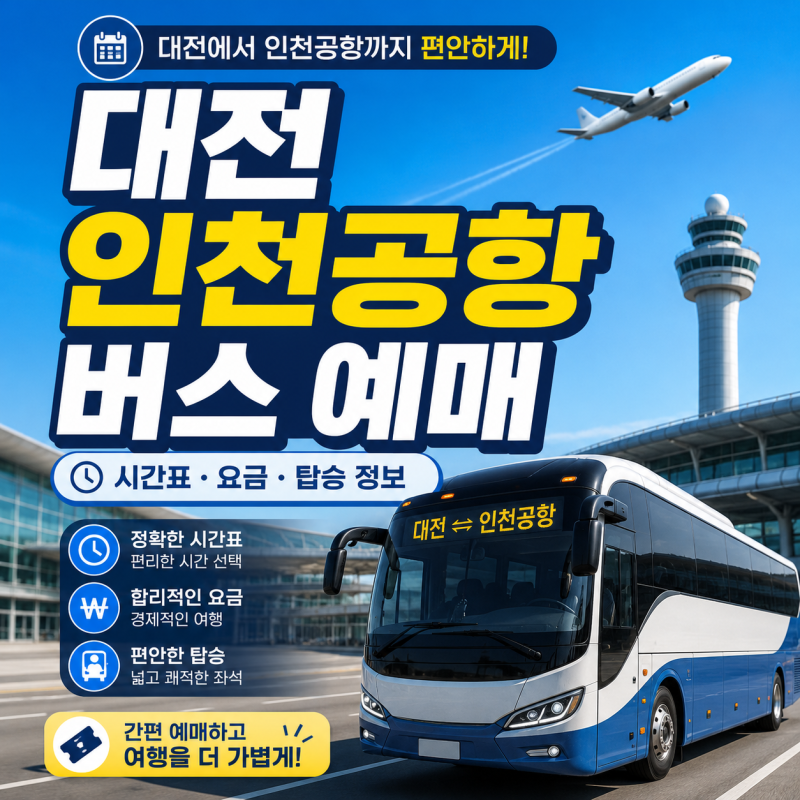대전 인천공항 버스 예매｜대전청사·도룡동 시간표·요금 총정리