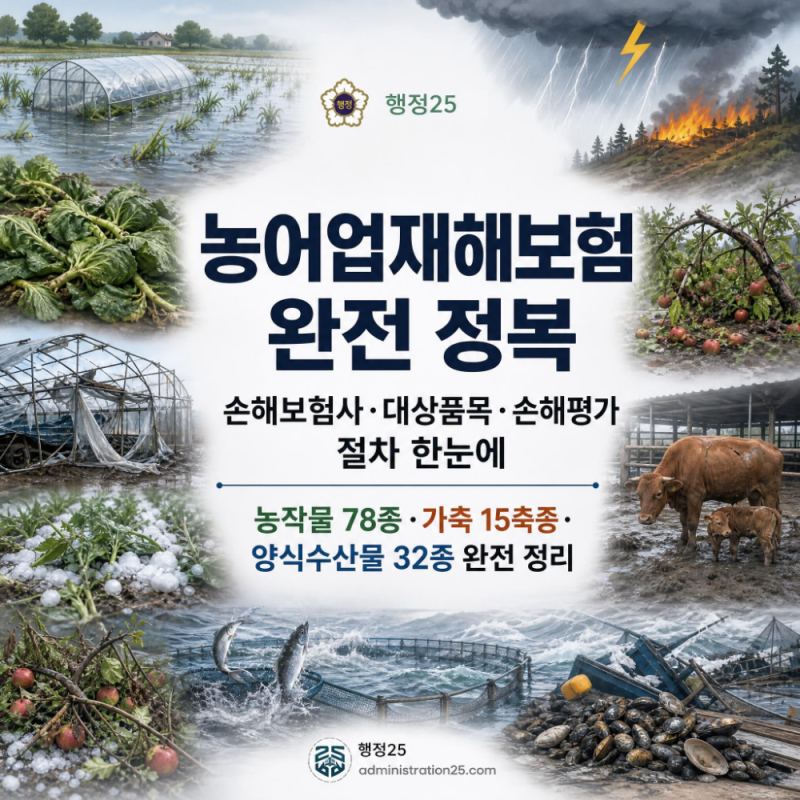 농어업재해보험 완전 정복 — 손해보험사·대상품목·손해평가 절차 한눈에 (농작물 78종·가....