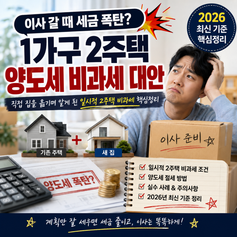 이사 갈 때 세금 폭탄? 1가구 2주택 양도세 비과세 대안 2026｜직접 집을 옮기며 알게 된 일시....