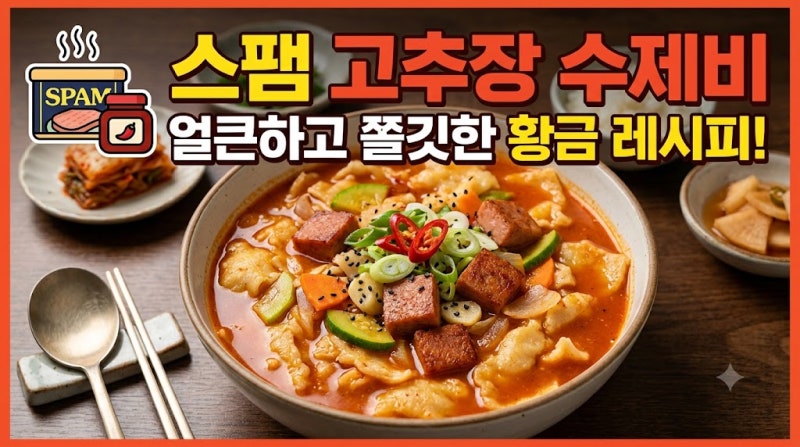 [스팸 고추장 수제비 레시피] 비 오고 칼칼한 날 무조건 생각나는 얼큰 집밥! ✨