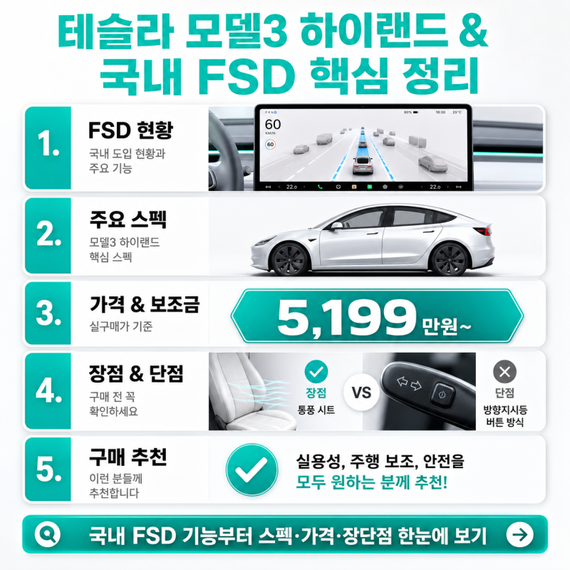 "국내 FSD 진짜 풀렸다는데 지금 사도 될까?" 테슬라 모델3 가격 스펙 총정리