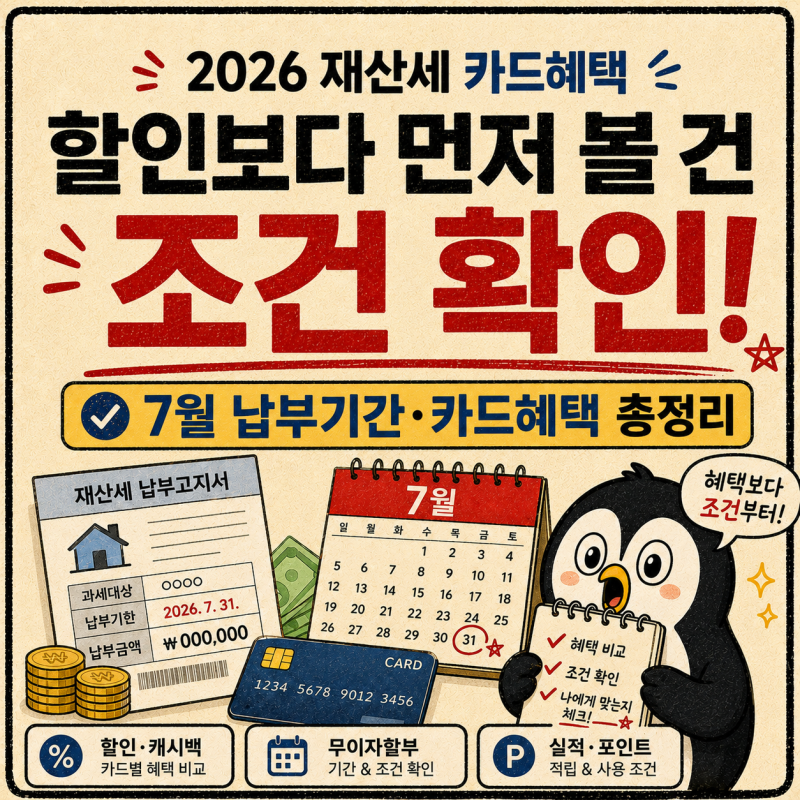 2026년 재산세 카드혜택 총정리 7월 납부기간부터 할인·캐시백·무이자할부까지