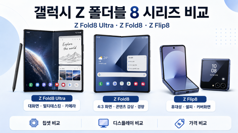 갤럭시 Z 폴더블8 비교, 폴드8 울트라·폴드8·플립8 누구에게 맞을까?