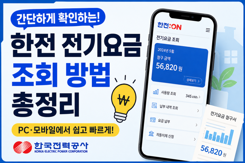 한전 전기요금 조회 방법 총정리! PC·모바일에서 쉽고 빠르게 확인하는 방법