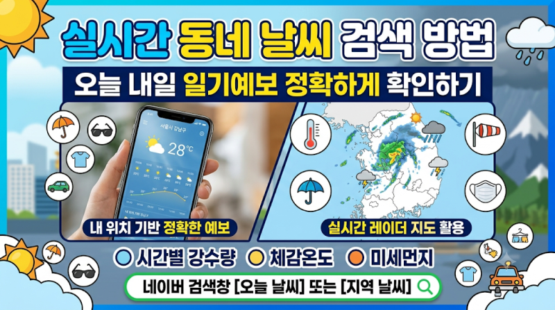 실시간 날씨 검색 방법: 오늘 내일 동네 일기예보 정확하게 확인하기