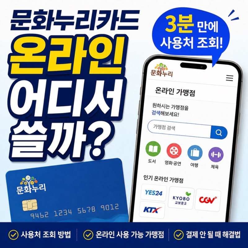 문화누리카드 온라인 사용처 조회, 3분 만에 확인하는 가장 쉬운 방법 (2026 최신)
